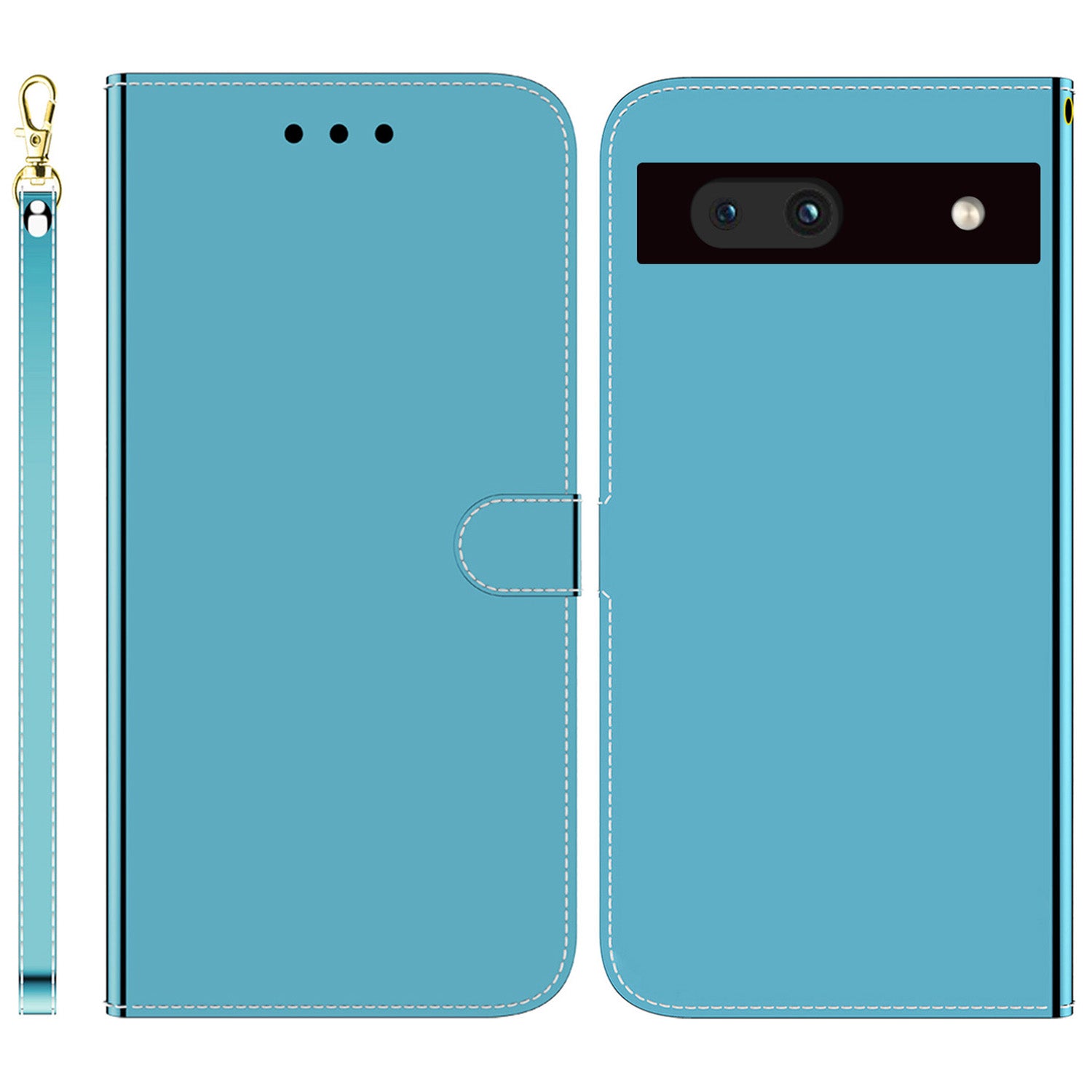 For Google Pixel 7a Mirror-like Surface PU Leather Wallet Phone Case Magnetic Clasp Stand Flip Phone Cover with Strap For Google Pixel 7a Mirror-like Surface PU Leather Wallet Phone Case Magnetic Clasp Stand Flip Phone Cover with Strap